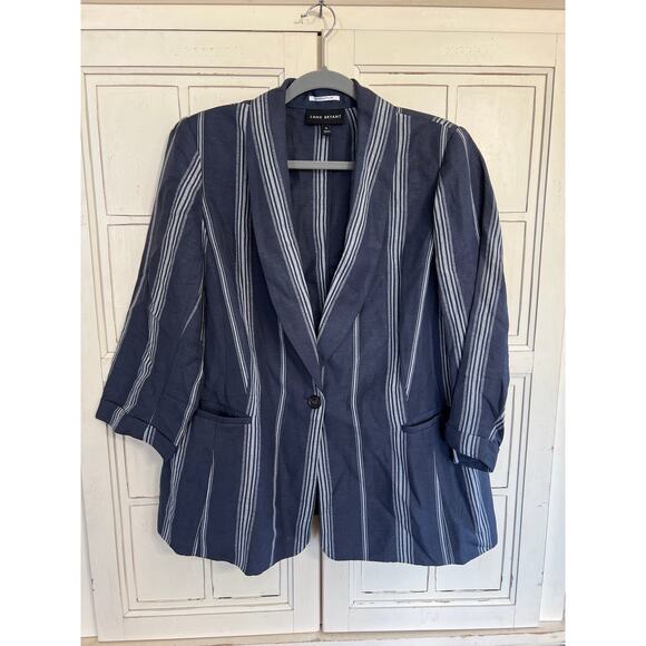 Lane Bryant size 16 women’s striped linen blend blazer jacket - Picture 1 of 4